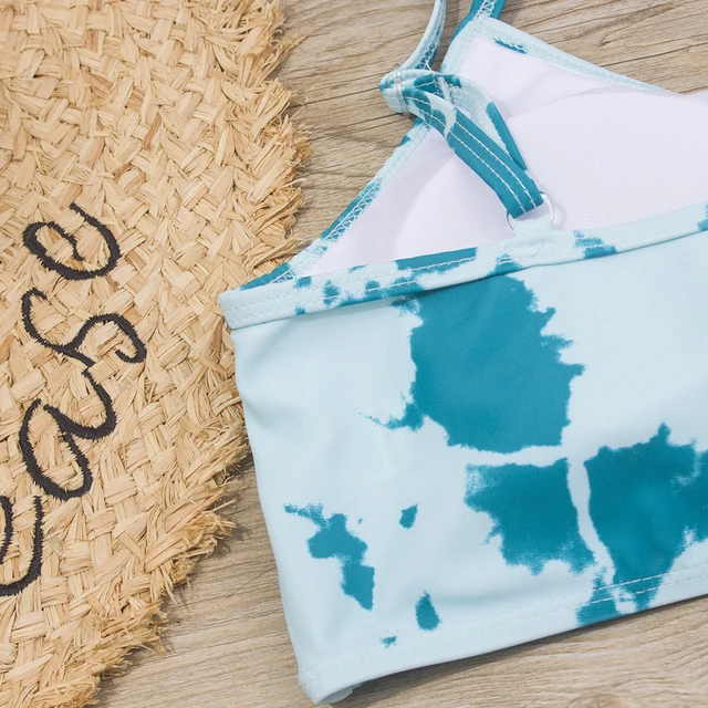 Bañador con estampado Tie-dye para niñas, conjunto de Bikini Bandage, ropa de baño Infantil, ropa de playa 2023 - Imagen 4