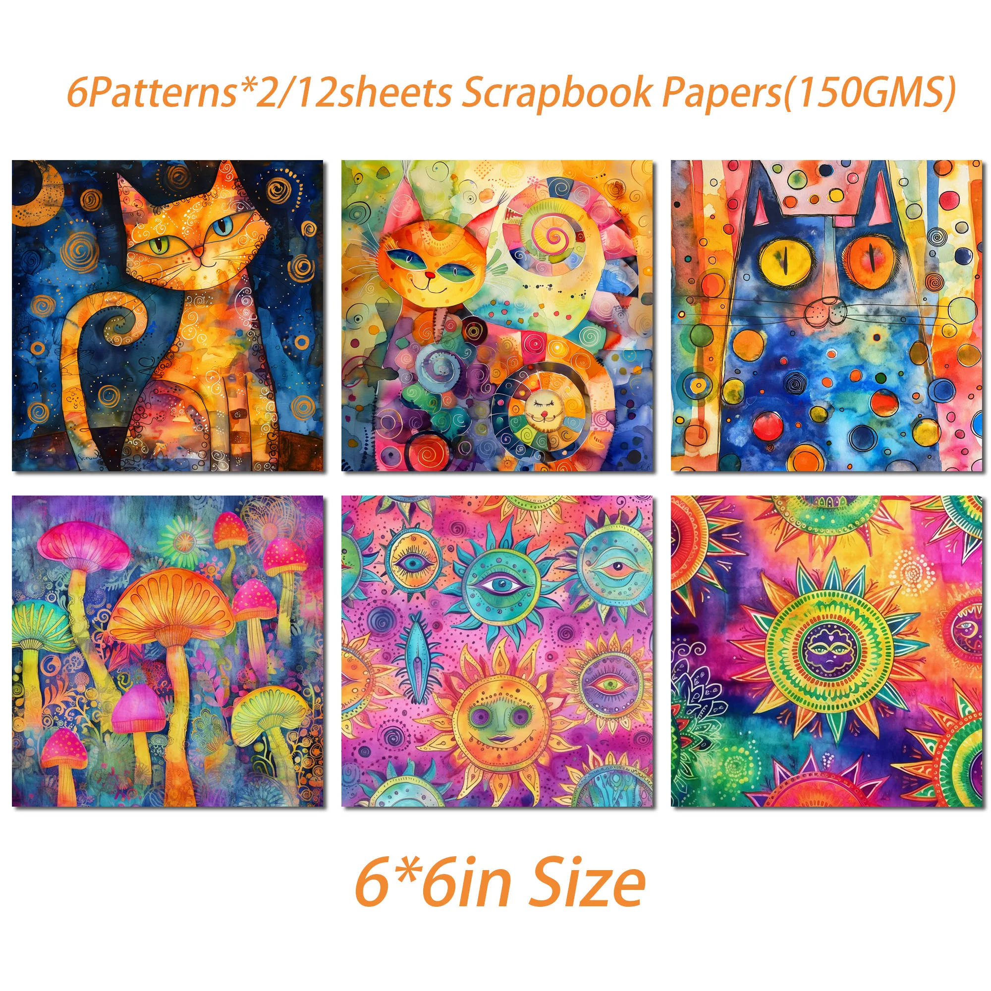 Scrapbooking Supplies 24sheets(12stickers+12papers) 6*6in Size DIY Watercolor Style For Journal Arts Gift Packaging