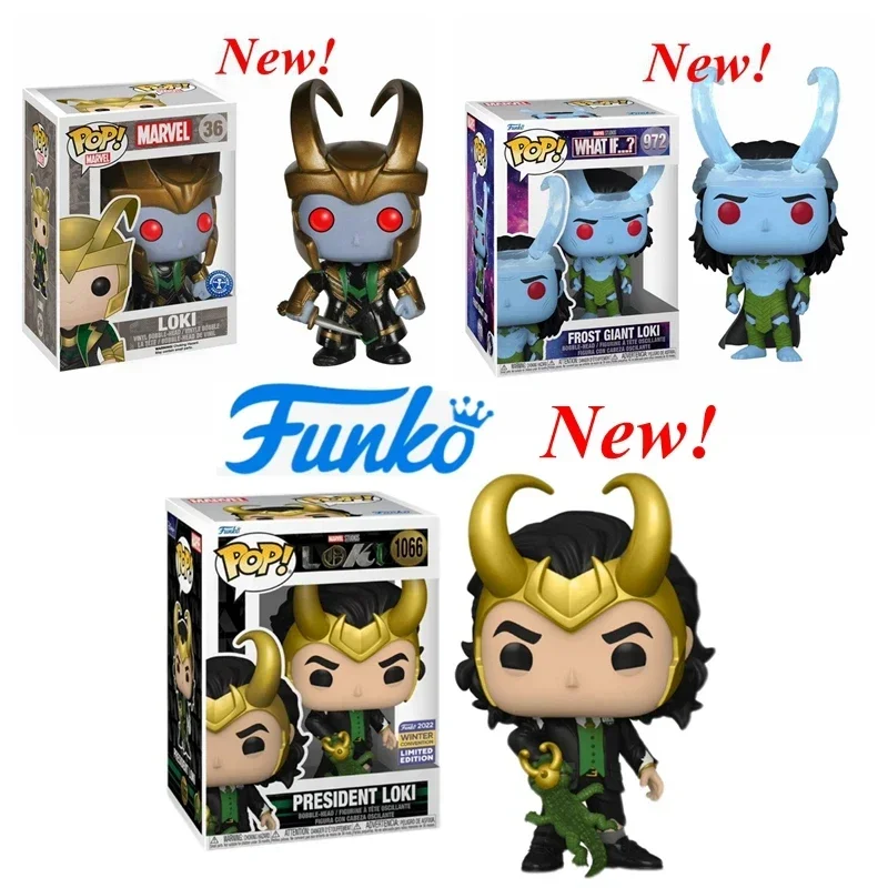 thumbnail image 2 of Figuras de acción FUNKO POP Loki n.° 36 Frost Giant n.° 972 President Loki n.° 1066, modelo de colección de juguetes para niños, regalo, 2 of 5