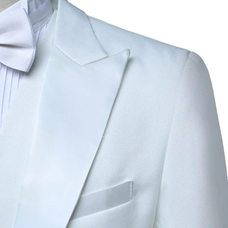 Mens Formal Dress Suits 3 Piece Set,White Male Jacket Pants Vest