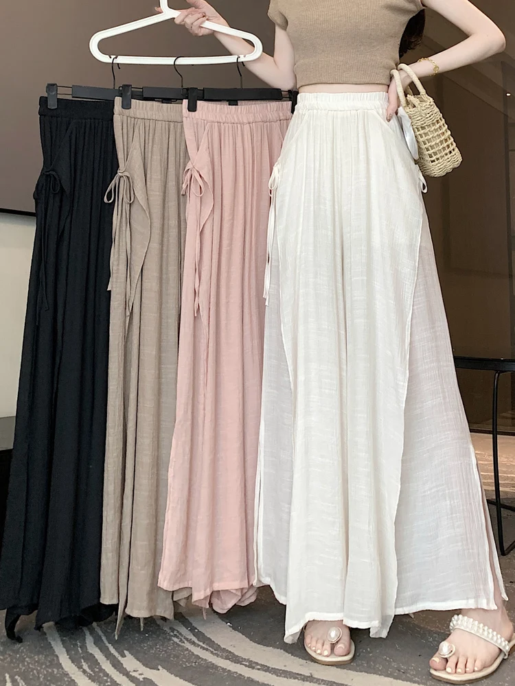 

Юбка-брюки женская шифоновая на шнуровке, с широкими штанинами