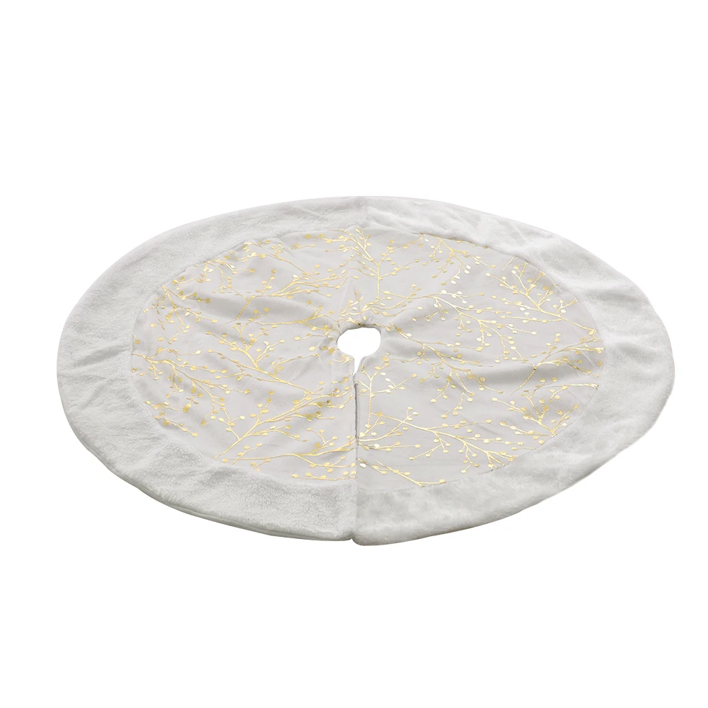 Voltsify Hot Stamping Golden Twig Plush Christmas Tree Skirt