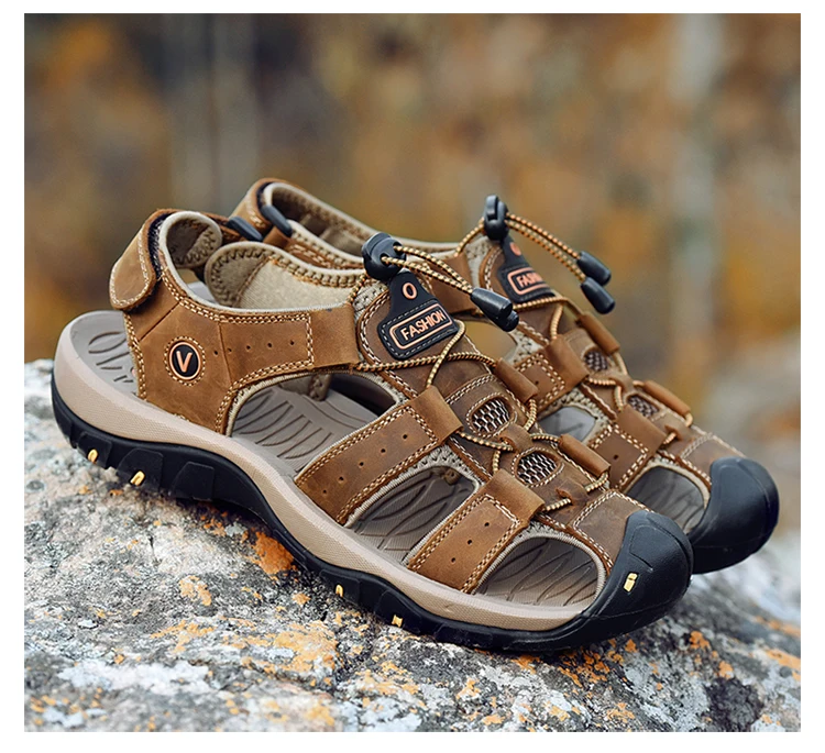 Protectcamel Genuine Leather Sandals Men Outdoor Sports - Uniqwear