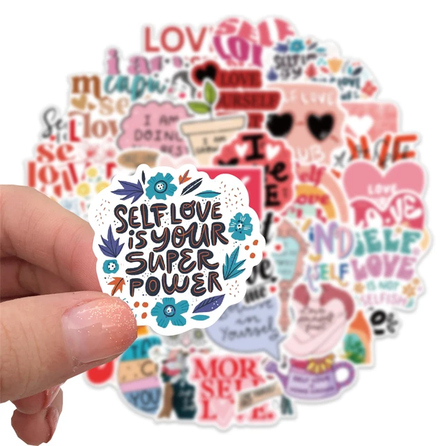 50pcs Aesthetic Motivational Self Love Stickers For Ipad Journal Stationery  Kscraft DIY Pink Power Sticker Scrapbooking