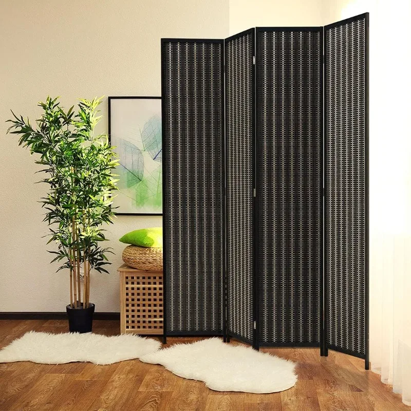 

Room Divider 4 Panel Folding Privacy Screen, Bamboo Room Divider Screen - 6 ft. Tall Wall Divider for Room Separation