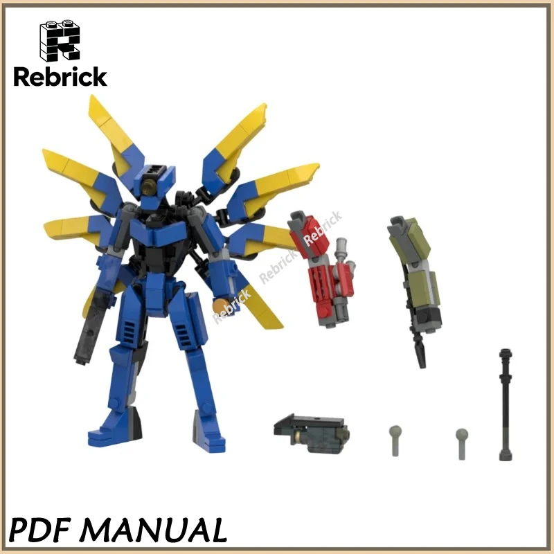 울트라킬 V1 스타일 메카 MOC 브릭스 블루 사이버 워리어 피규어 모델 빌딩 블록 키트