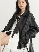  CHIC VEN Women's Moto Biker Zipper Jacket New Loose Motorcycle PU Coat Female Outerwear Ladies Clothing Spring Autumn 2023 