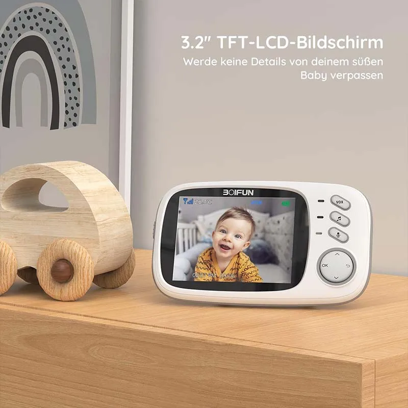 Boifun 3.2 Inch Digital LCD Screen Wireless Baby Monitor with Camera Surveillance with VOX Night Vision Temperature Monitor wireless baby monitor