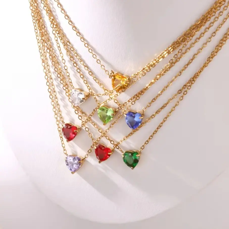 Birthstone Heart Necklaces For Women