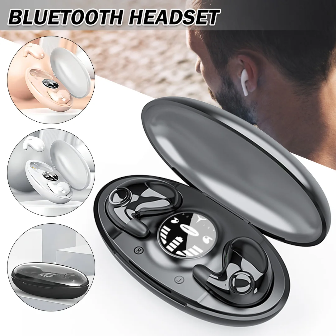 

New M538 bluetooth-compatible Headset Digital Display Invisible Sleep Wireless Earphone White/Skin/Black Optional Color Easy Use