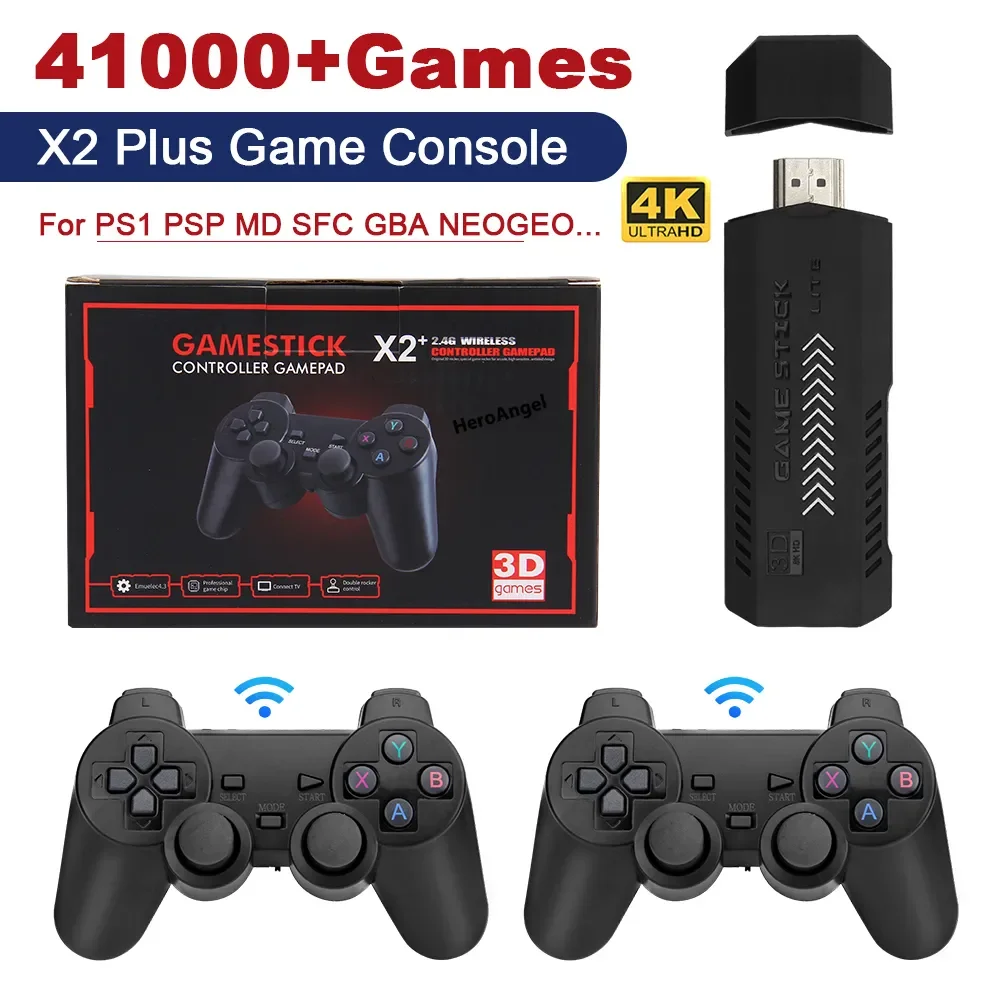 X2 Plus GD10 Pro 4K Game Stick 3D HD Retro Video Game Console Wireless Controller TV 50 Emulator For PS1/N64/DC 256G 128G 64G