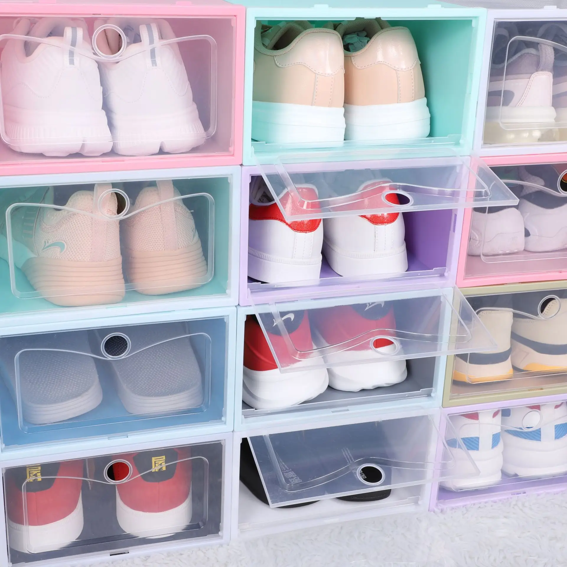6pcs/set DIY Shoe Rack Sneaker Storage Box Fold Plastic Shoes