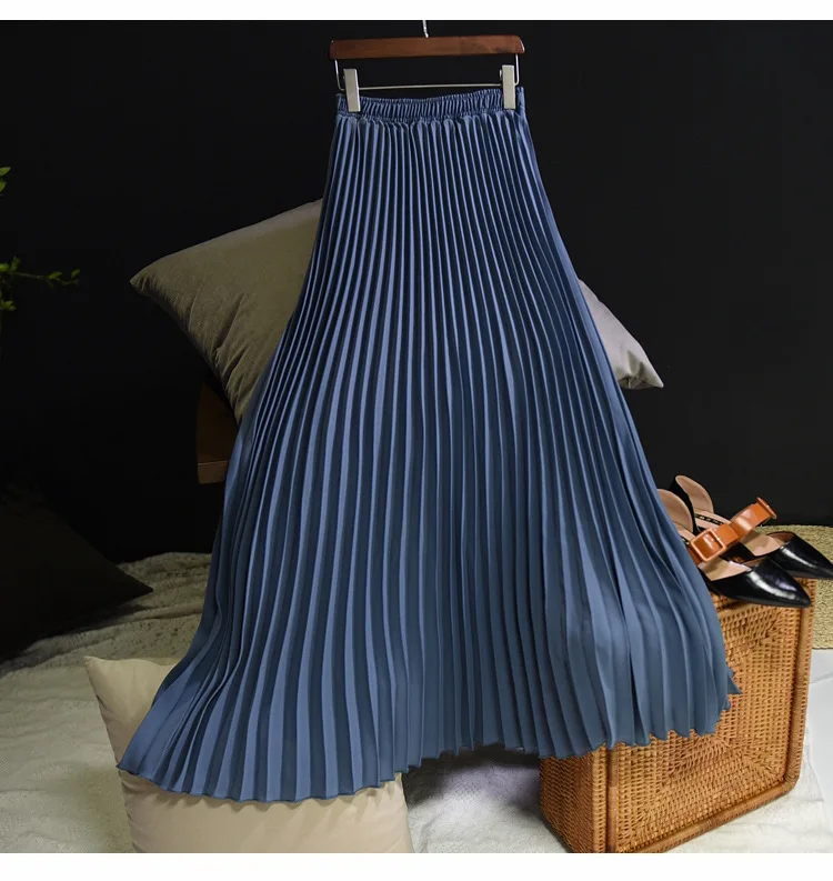 white pleated skirt TINT ERA High Waist Skirt Spring Autumn New Temperament Thin Chiffon Hand-pressed Crepe Pleated Large Swing A-line Skirts Women crop top and skirt