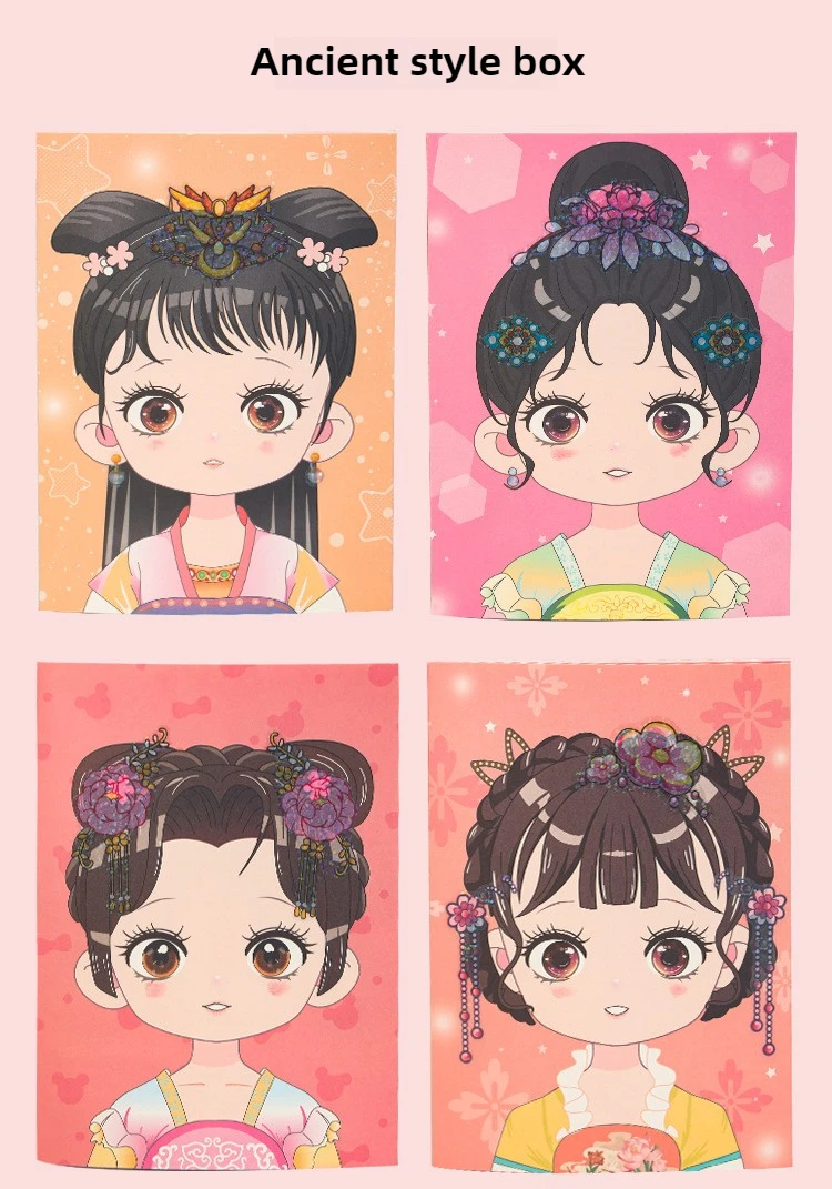 DIY Prinzessin Make-up Set Kawaii Färbung Kunst und Handwerk Kinder Mädchen Kinder Spielzeug Buch Liebhaber Geschenke Kunstbedarf Anziehaufkleber – Detail 7