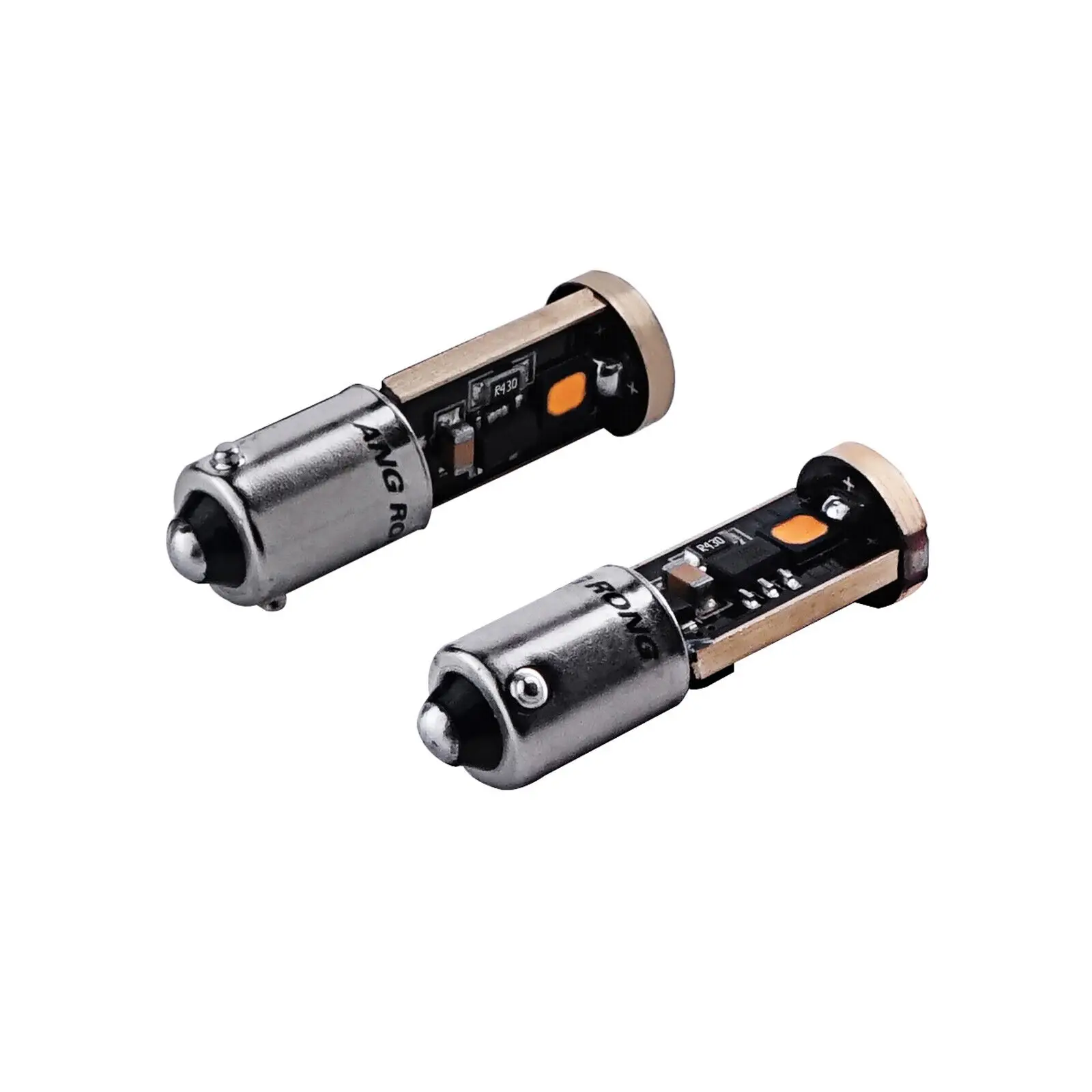 2개 에러 없는 H6W 433 BAX9s 3 SMD LED 전구 방향지시등 사이드라이트 실내등 12V 앰버