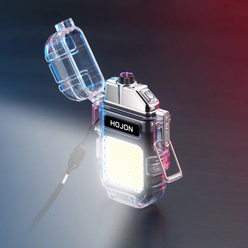 Luminous Transparent Waterproof Lighter Plasma Double Arc Windproof Lighter USB Rechargeable Lighter Outdoor Camping Gift 2