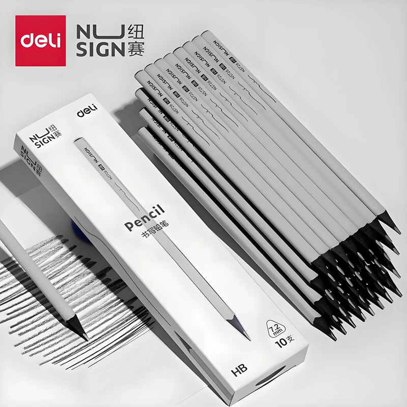 Nusign Wooden Pencils HB & 2B Black Writing Pencils for Office & School Supplies 10pcs/Box