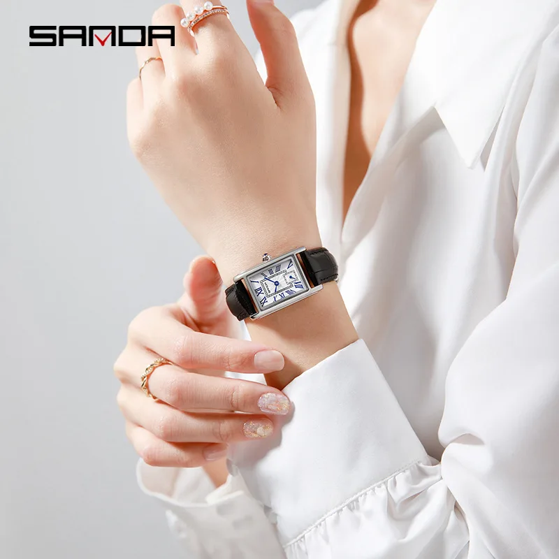 SANDA 1116 Hot Sale Women's Wristwatch Alloy Fashion Elegant Compact Quartz Ladies Rose Gold Wrist Watch Waterproof 3ATM Steel 4