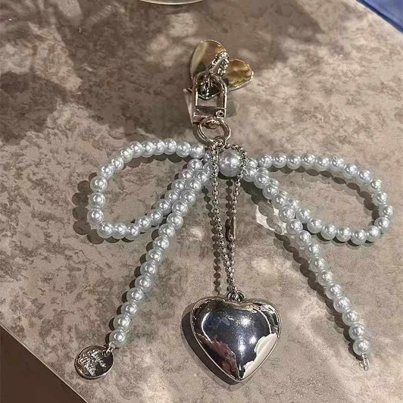 Pearl Love Heart Bow Pendant Trendy Smartphone Case