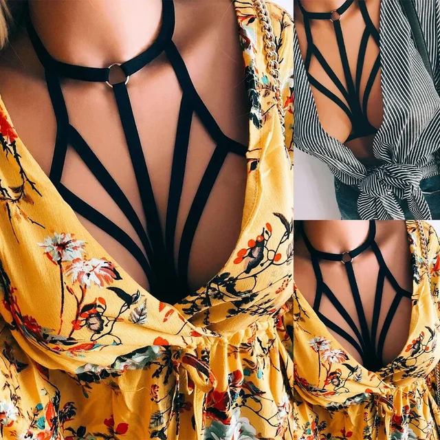 Women Goth Sexy Elastic Harness Bandage Bustier Hollow Cage Bra Tops Bralette Lingerie Tanks Lady See Through Exotic Apparel - Image 6