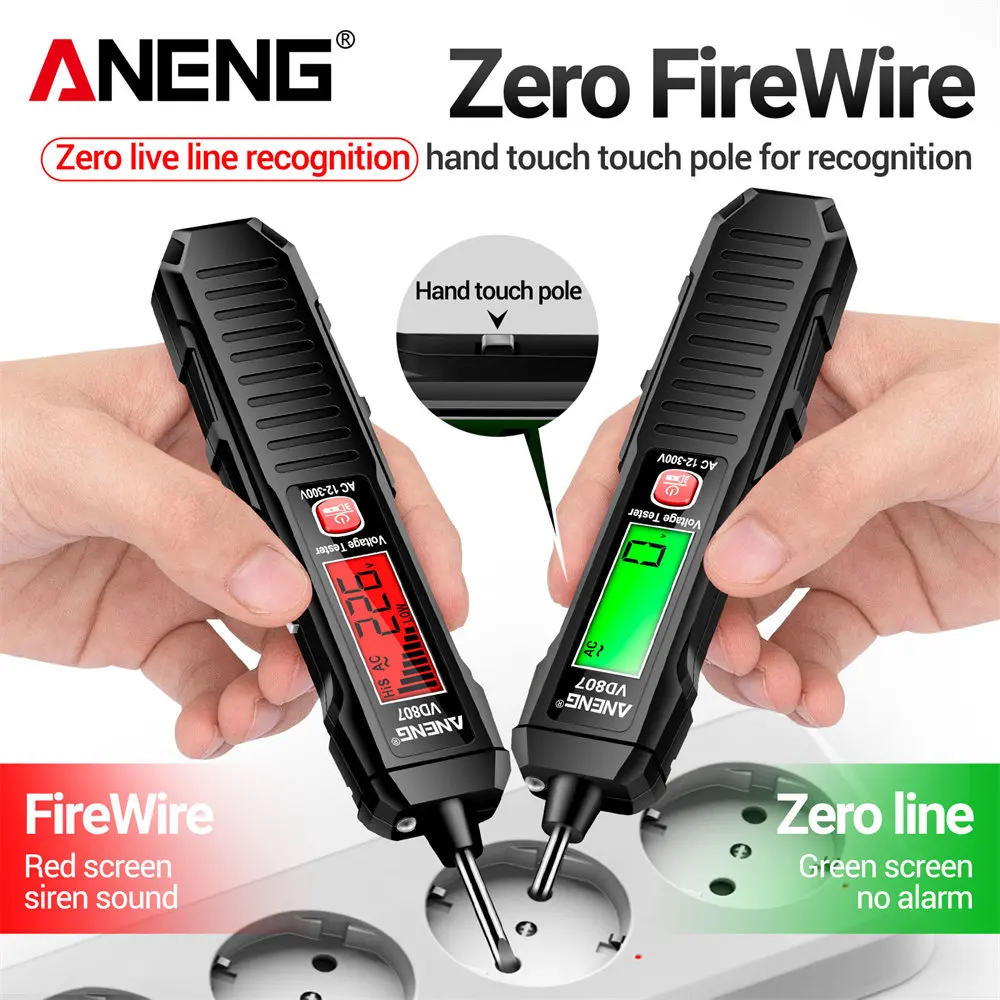 ANENG VD807 One-word Induction Portable 50/60Hz Smart Electric Pen Tester NCV Sensor AC 12-300V Non-contact Wire Detector Tools BEST SELLERS