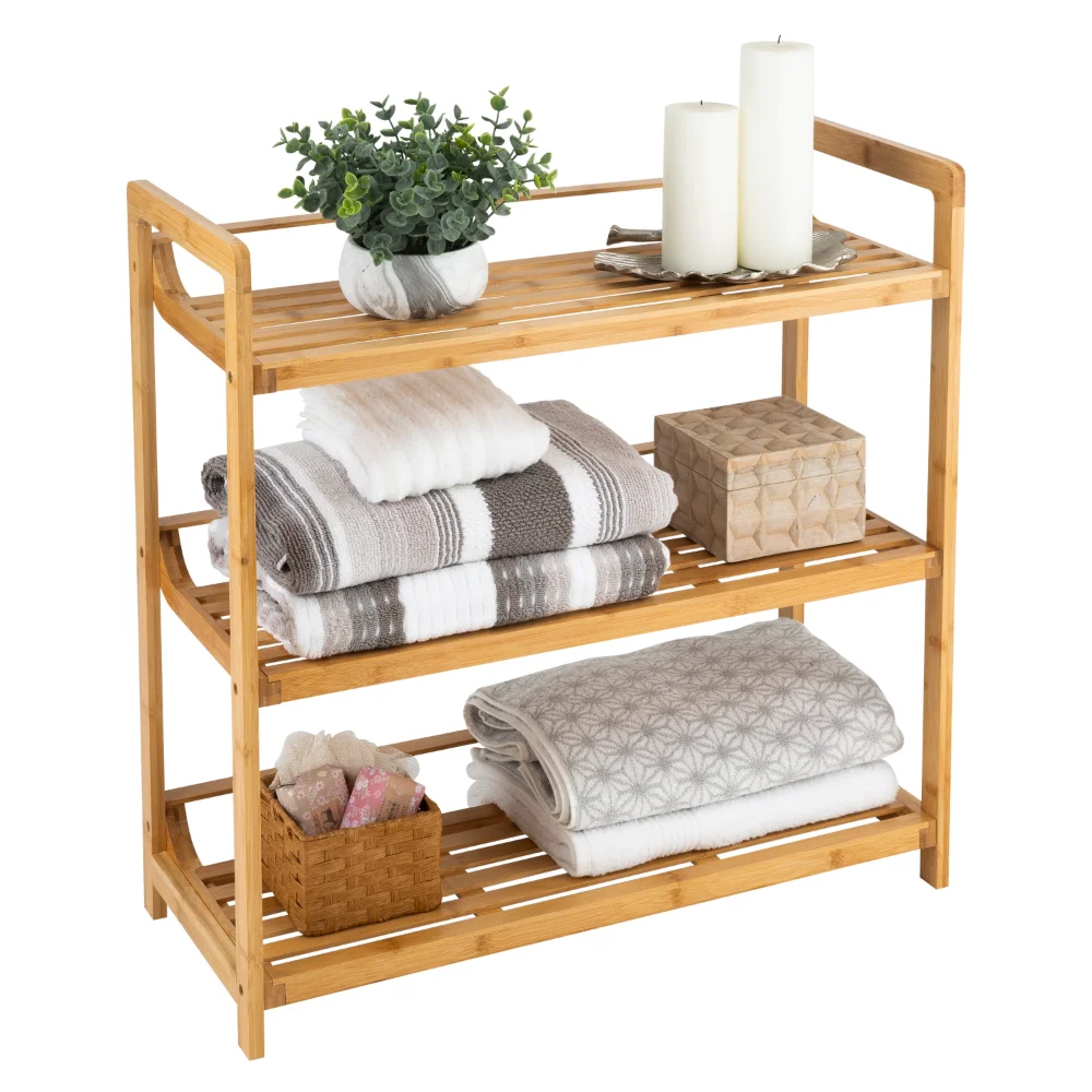 Really Good Stuff® Mobile 3-Tier Shelf in Solid Bamboo