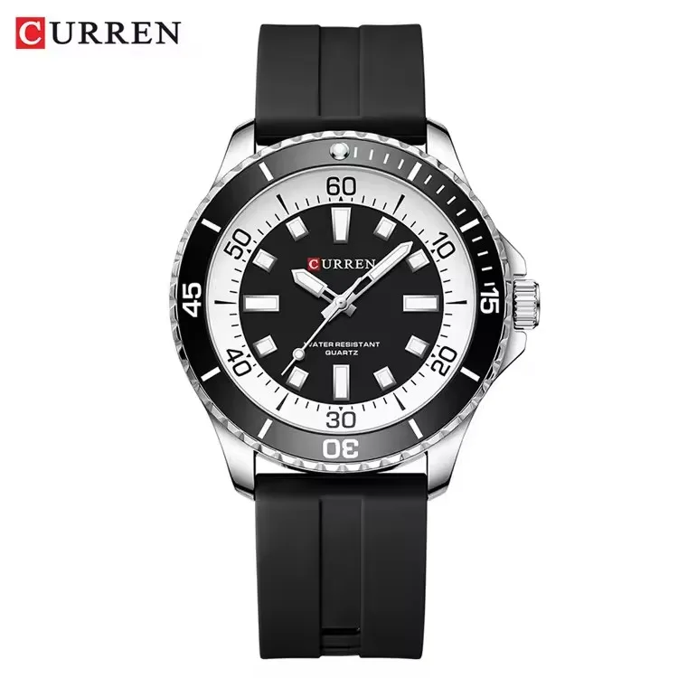CURREN 8448 Men's Fashion Quartz Watch Outdoor Large Dial Luminous Waterproof Silicone Strap Sport Wristwatch reloj hombre 2