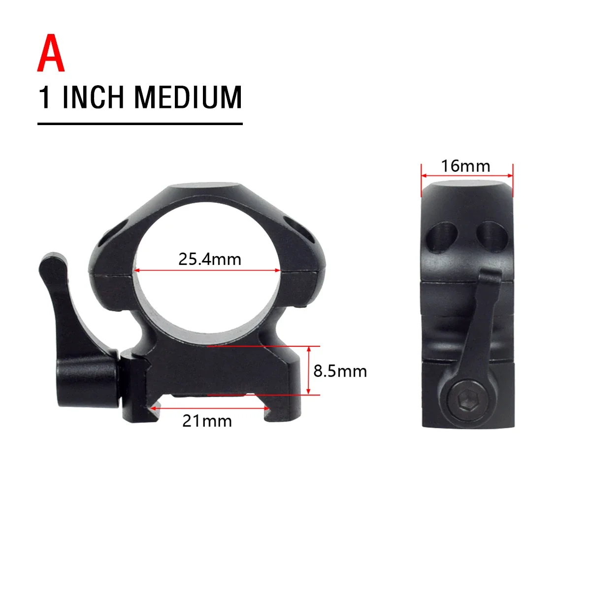 Enhanced Quick Release Steel Scope Rings - Adjustable Profile, 2-Pack