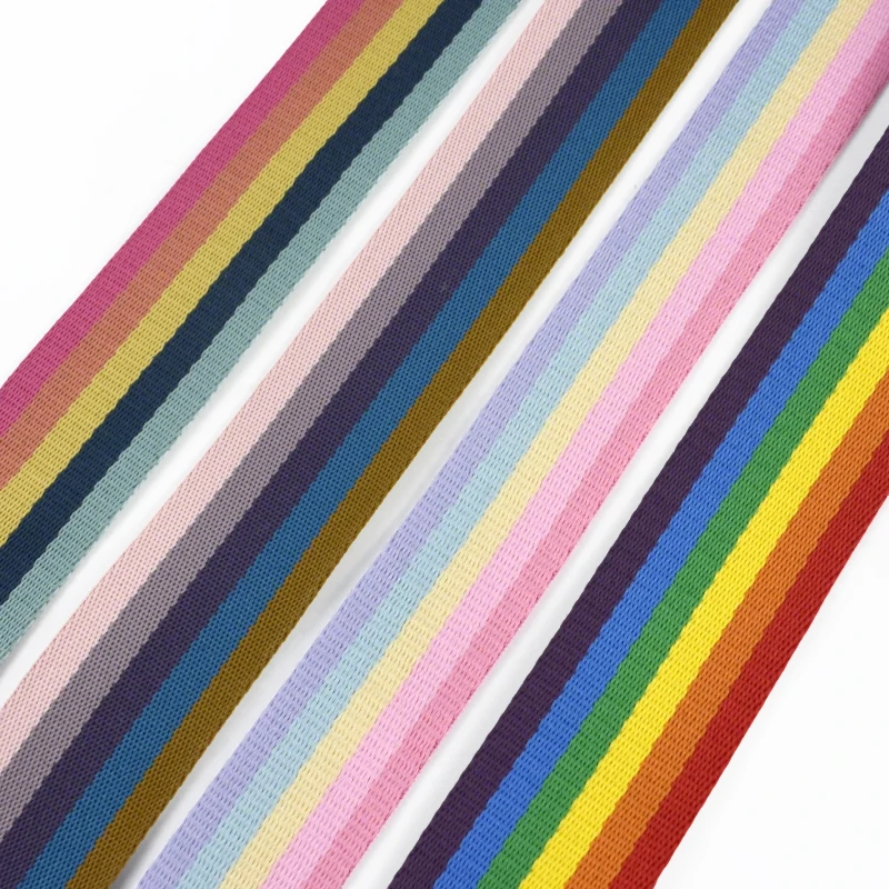 2/5/10M 25/32/38mm 레인보우 웨빙 스트랩, 배낭 재봉용 나일론 리본, 애완동물 목줄 벨트 슬링 장식 테이프, 바이어스 바인딩