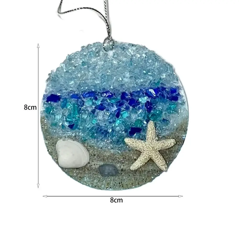 Round Sun Catcher Memorial Crafts Starfish Acrylic Couple Crashing Wave Pendant Shell Conch Beach Ornament natural shell ornaments resin starfish ornaments