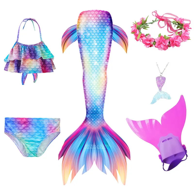 Mermaid Costume Mermaid Tail for Girls Kid Swimsuit Children the Little Mermaid Costume Cosplay Beach Pool Clothes Bathing Suit for Swimming