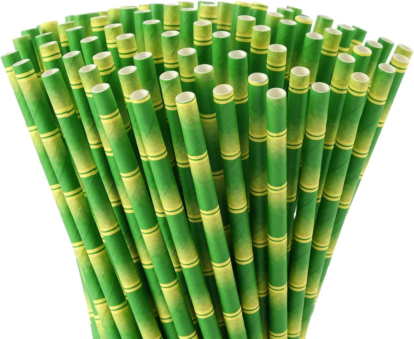 Paper Straws 12mm*190mm White 100p+6*197mm Green Bamboo 200p Disposable Party Drinking Straws for Juices Shakes and Smoothies