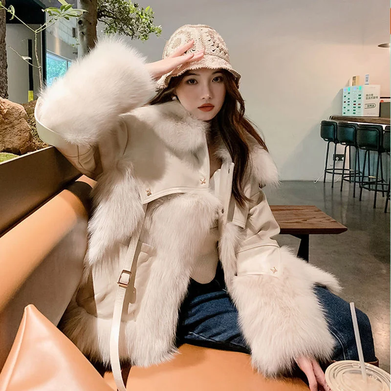 2022 Autumn And Winter New Temperament Net Red Imitation Fur Coat Women's Fashion Thickening Motorcycle Plush Jacket Trend