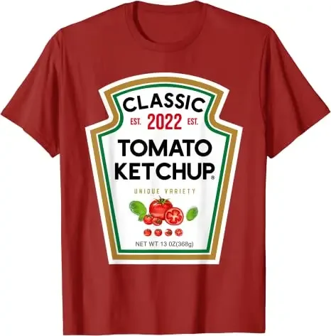 Classico Mayo Senape Ketchup Costume Corrispondenza Coppie Gruppi Halloween T-Shirt Regalo Heinz-Tomato-Ketchup BBQ Vestiti Tee Tops