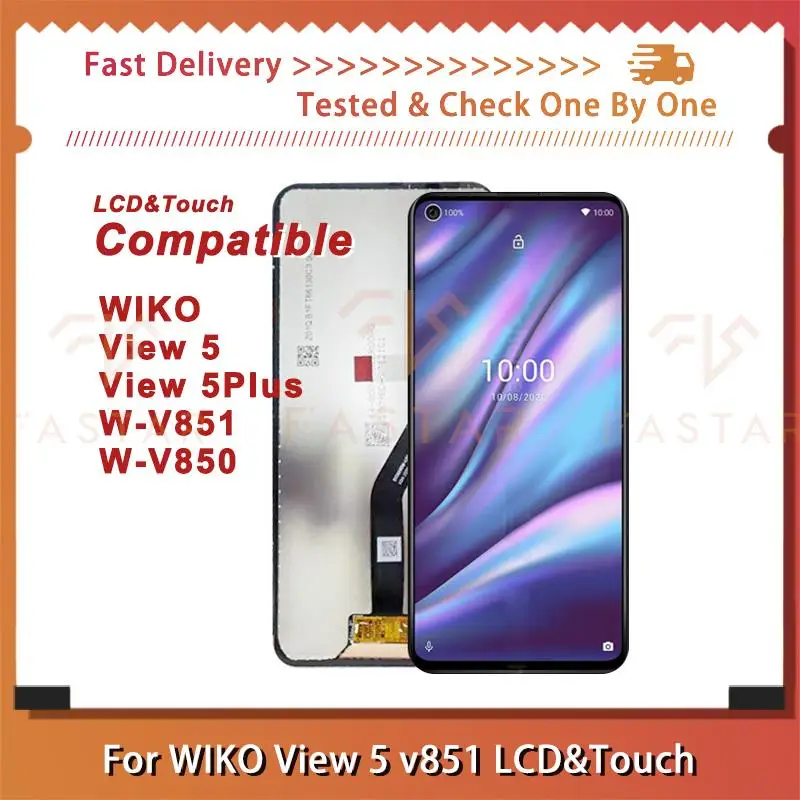 6.55 "Originale Per Wiko View5 Lcd 5 Plus V851 V850 Display Lcd Touch Digitizer Assembly Schermo Di Ricambio Wiko View 5 Plus Lcd