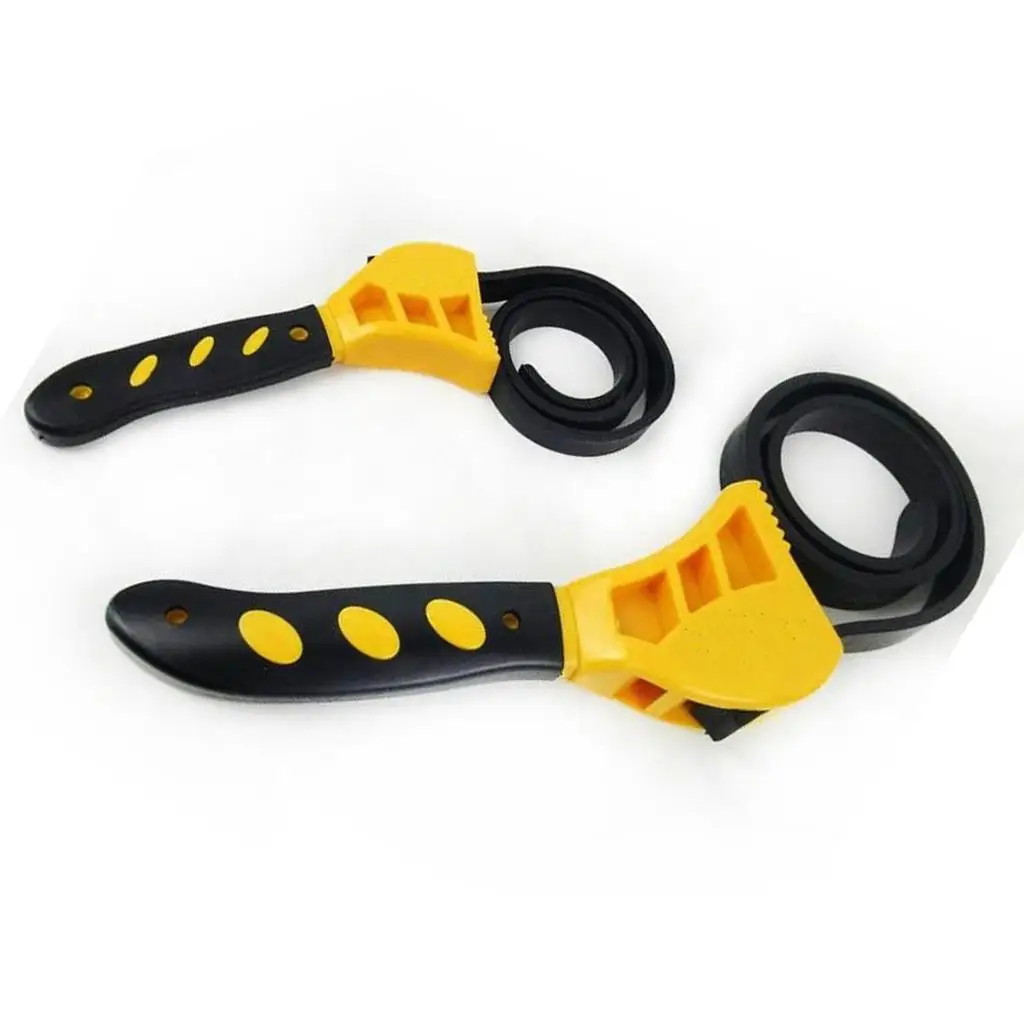 2x Small Rubber Strap Wrench Adjustable Hand Held Lid Plumbing Tighten or Loosen Tool