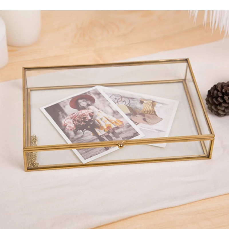 Nordic Style Retro Glass Jewelry Storage Box Display Desktop Organization Home Decoration