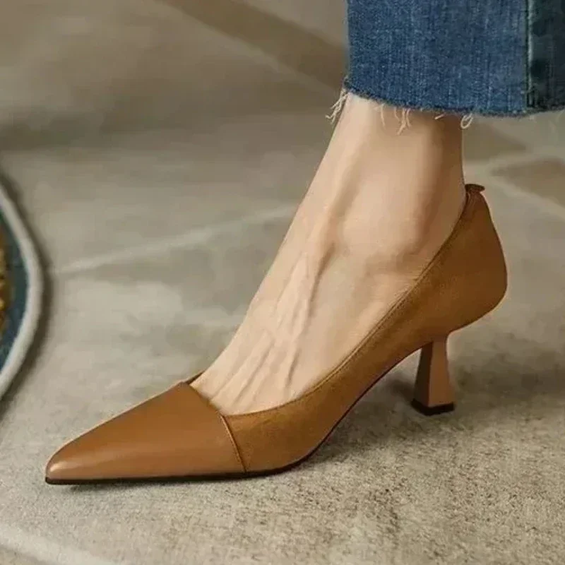 

2024 Hot Sale Slingbacks Slip on Women Pumps High Quality Autumn Pointed Toe Shallow Dress Stilettos or Thin Heels Ladies Shoes