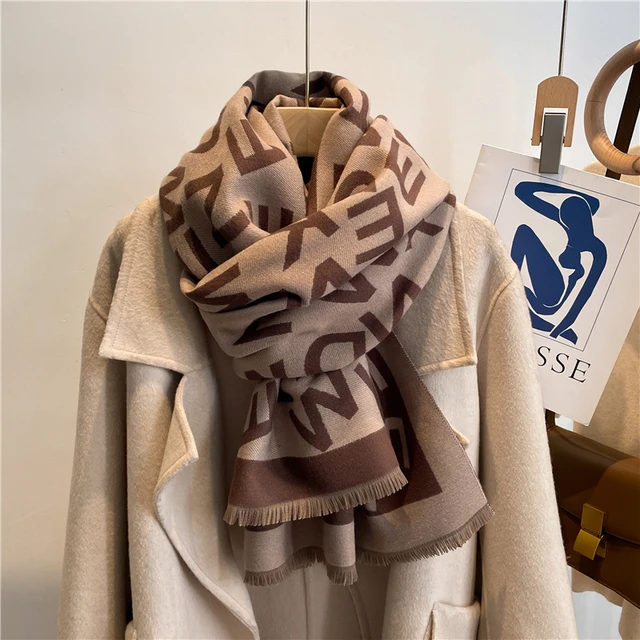 Fashion Letters Cashmere Warm Scarf for Women Design Winter Thick Blanket Pashmina Shawl Wraps Bufanda Female Echarpe Poncho New 6