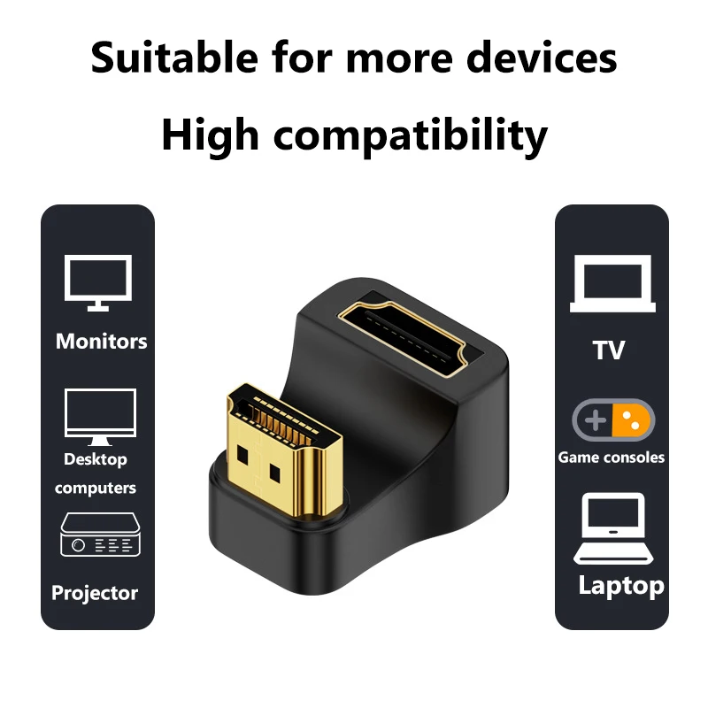 HDMI-compatible Adapter Splitter Male To Female to HDMI-compatible Male Converter Adapter 180 Degree Converter Extender 8K/60Hz