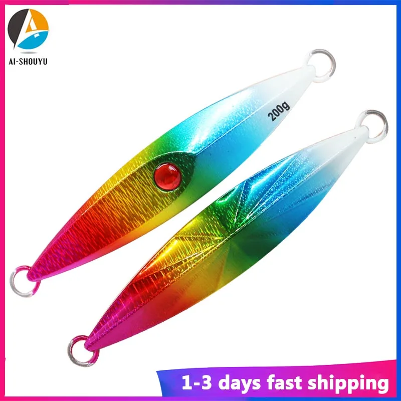 

AI-SHOUYU NEW Ocean Fishing Lure Slow Jigging Lure 200g 250g Metal Fishing Squid Jig Sea Lure Artificial Wobbler Bait