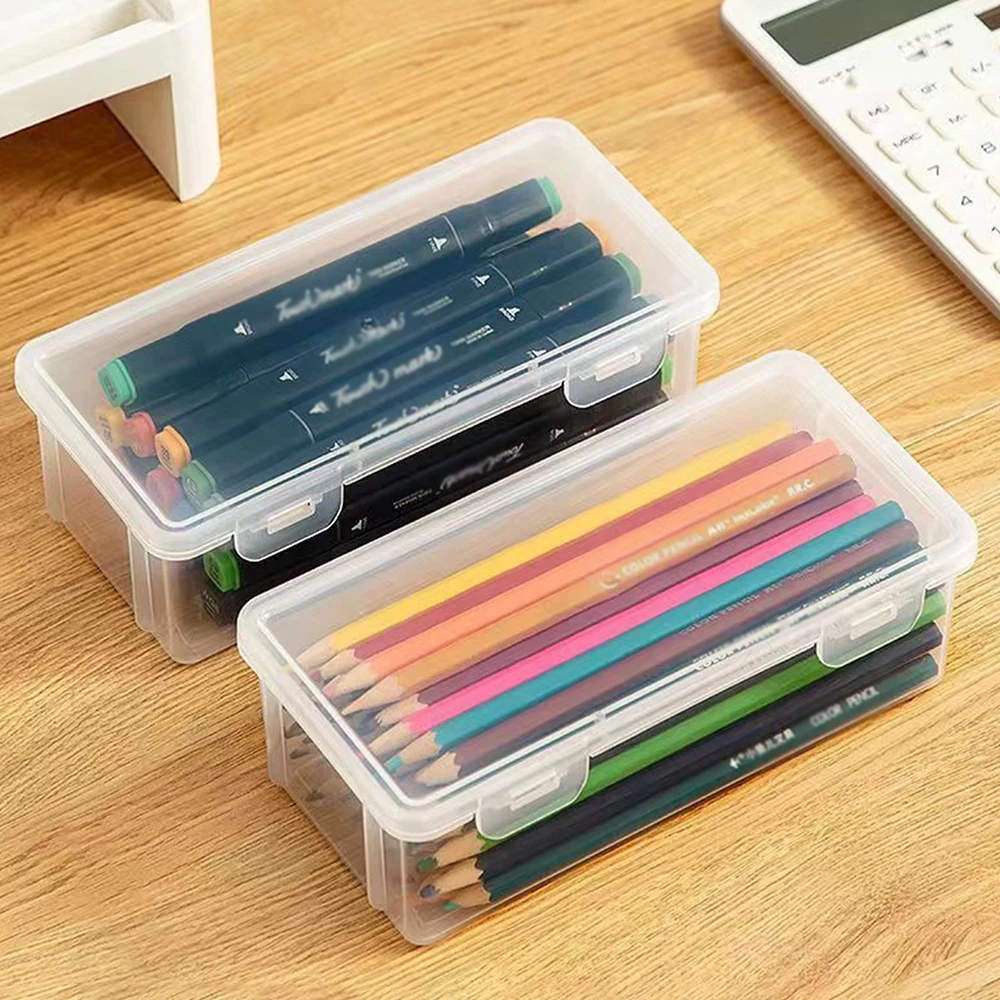 1-6pcs 투명 연필 케이스 Sketccil 케이스 보관 케이스 미술 학생 연필 케이스 대용량 도구 상자 학교 사무용품