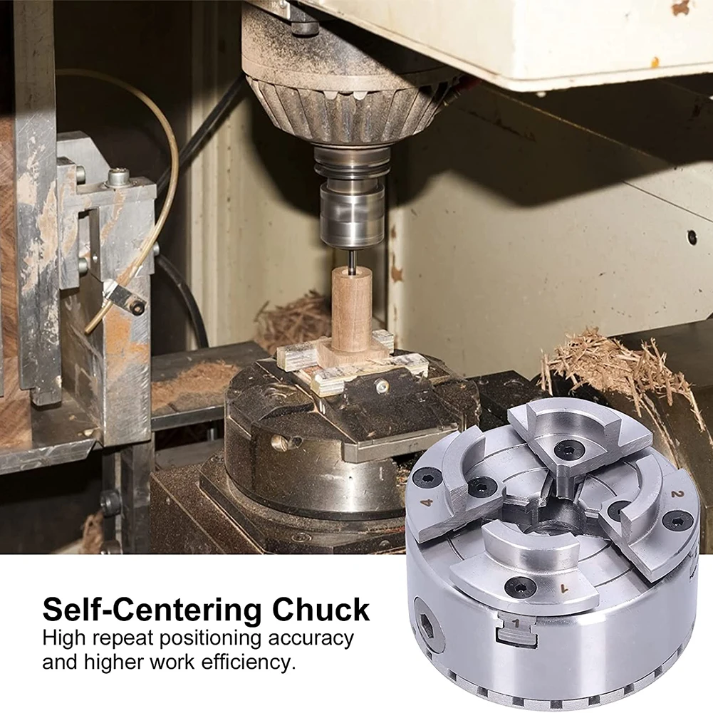 

4 Jaw Lathe Chuck Woodworking Machine Tools 100mm 4\\\\\\\" Accessories H3/H8 Wrench M33 Thread Scroll Chuck Brand New