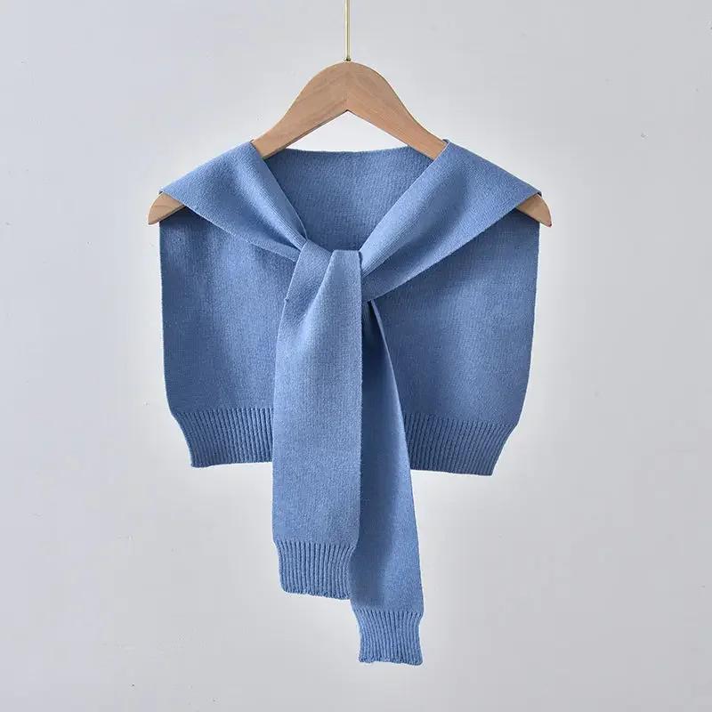 Shrugs Women Shoulder Shawl Fall Outwear All-match Candy Colors Fashion Knit Scarf-collar Harajuku Korean Streetwear Chic Sweet