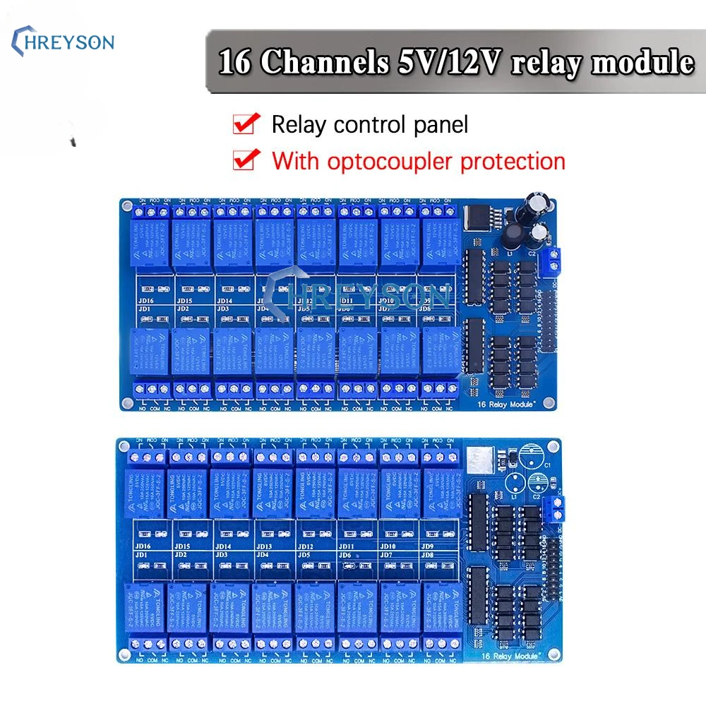 Modulo Relè 16 Scheda Di Controllo 5V 12V Con Protezione Fotoaccoppiatore Con Relè Di Alimentazione Lm2596