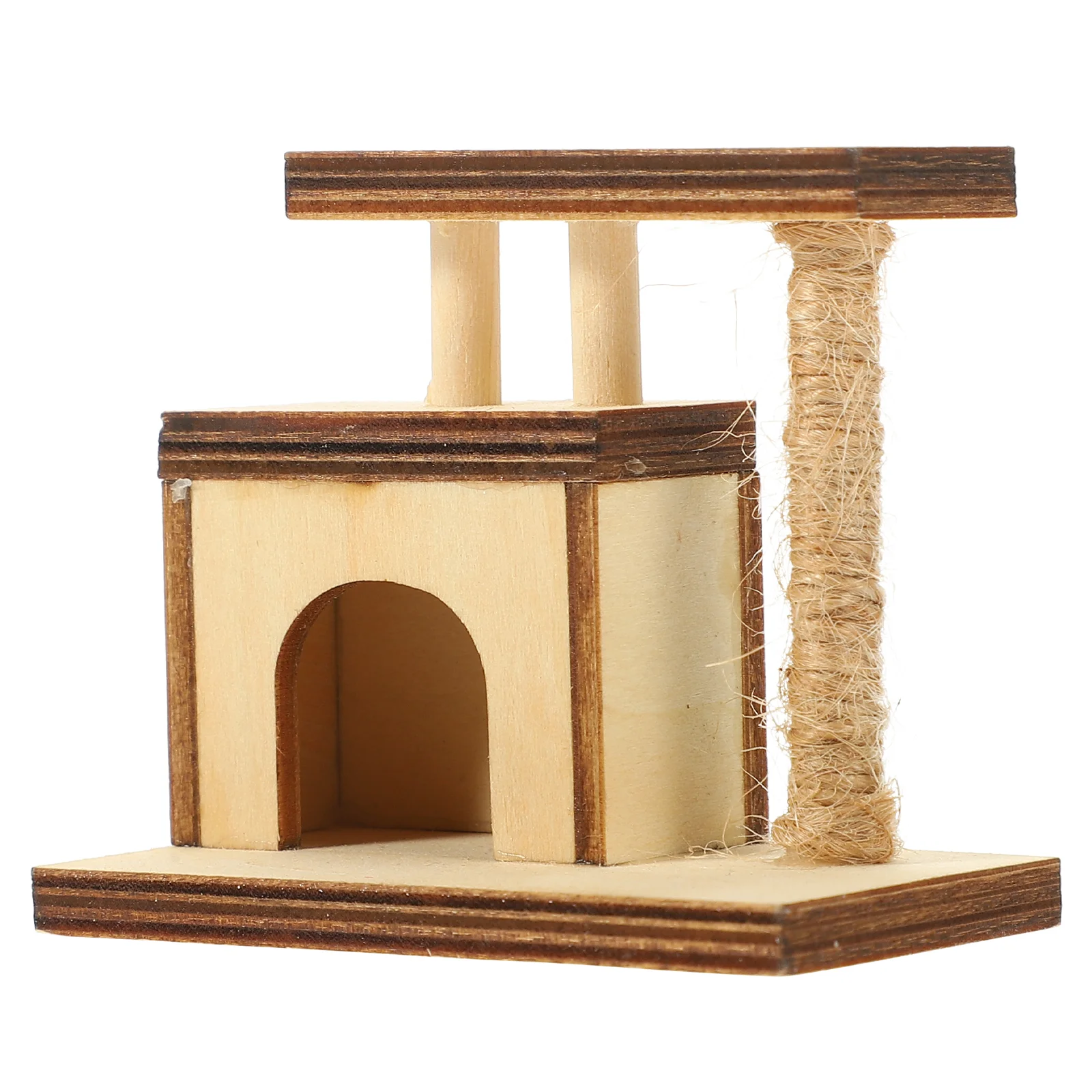 

Miniature Cat Tree Cat Tower Sisal Scratching Posts Jump Platform Model Wooden Dollhouse Furniture Kitten Play House Ornament
