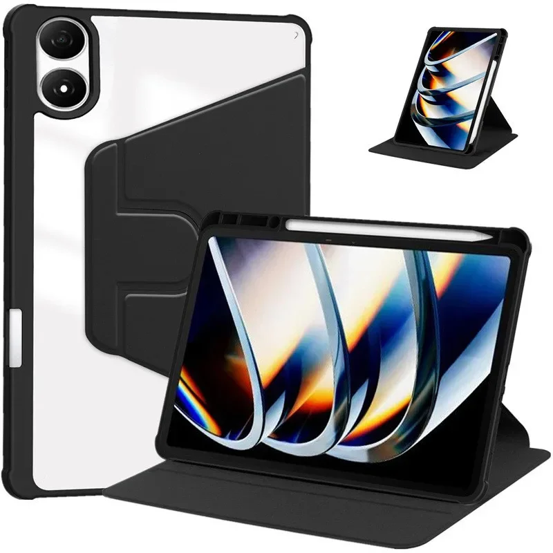 Premium 360° Rotating Acrylic Tablet Case with Pen Slot - Shockproof Smart Cover