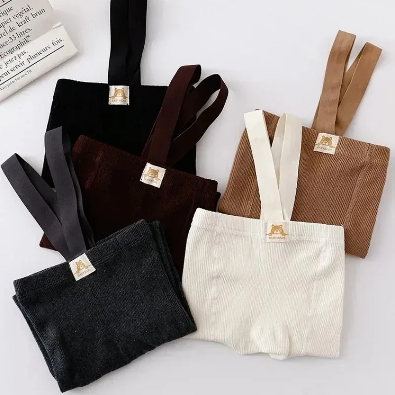 0-3Y Cute Solid Newborn Baby Autumn Winter Warm Tights Pantyhose Cotton Knitting Girls Boys Soft Cotton Suspender Bottom Pants