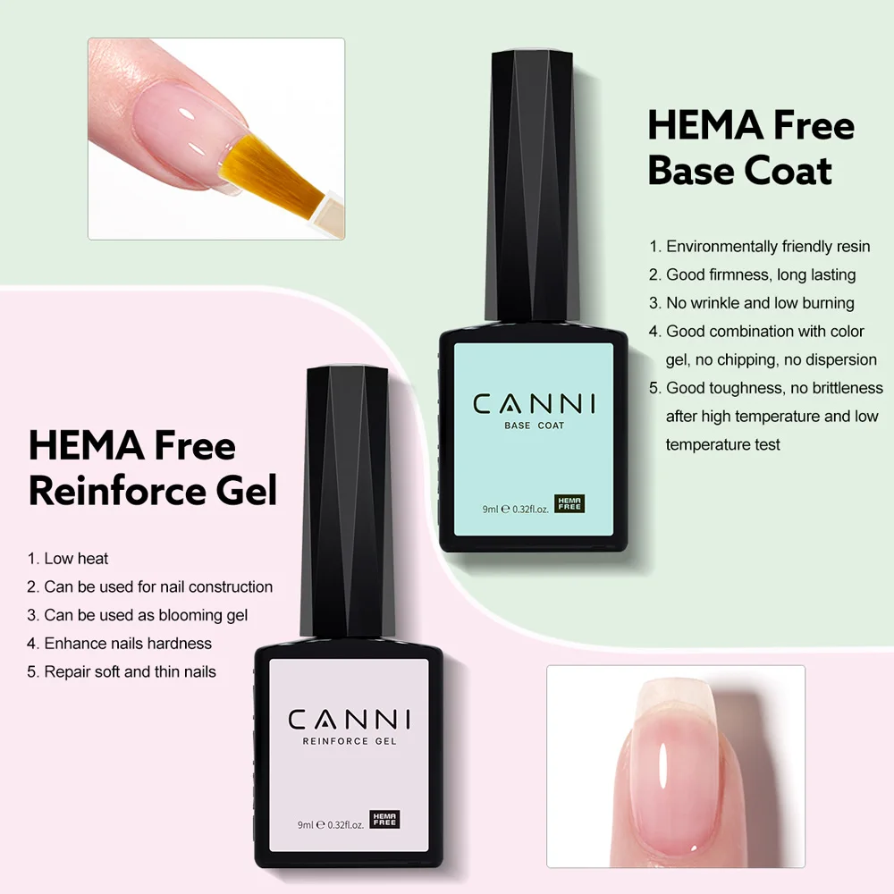 Description Picture 6 of itemCANNI 2pcs*9ml Hema Free Base and Top Coat New Arrival Black & White Colors Primer & Pre Dehydrator Hot Selling Red Colors