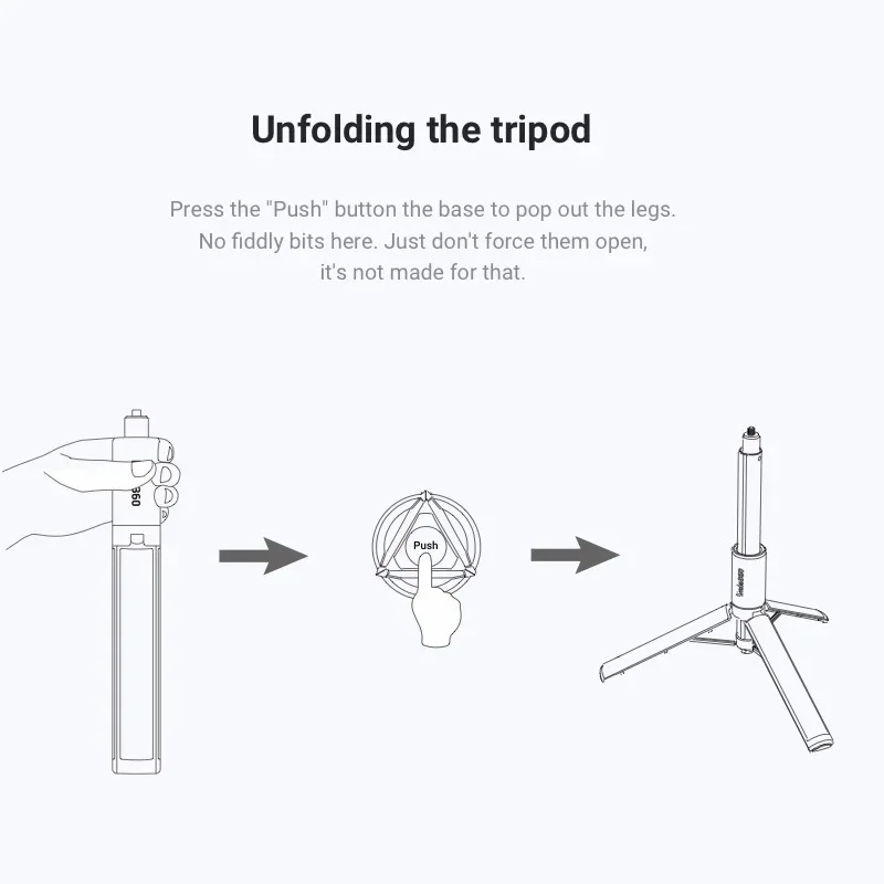 Insta360 2-in-1 Invisible Selfie Stick + Tripod For X4 X3 / ONE X2 / ONE RS R X GO 2 Accessories